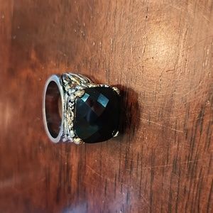 Mixed Metallic Gray Stone Statement Ring, Size 6